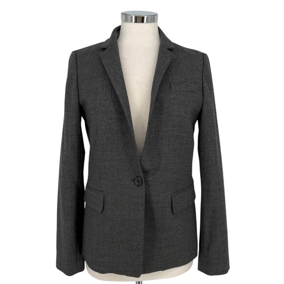 J.Crew Wool Blend Blazer Jacket Gray Single Button Size 6 - Picture 1 of 16